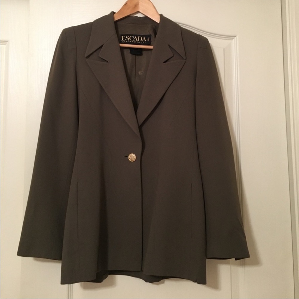 Vintage Escada Blazer | Dark Green / Gray